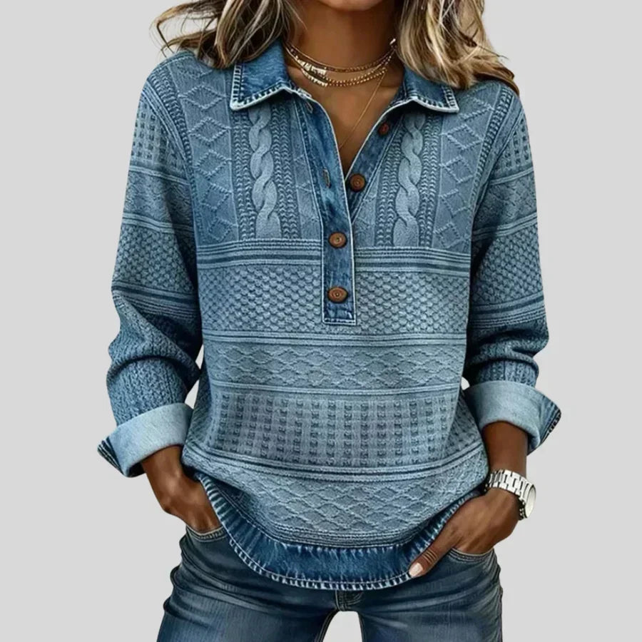 Azalée - Pull Vintage en Maille Cable Col Roulé