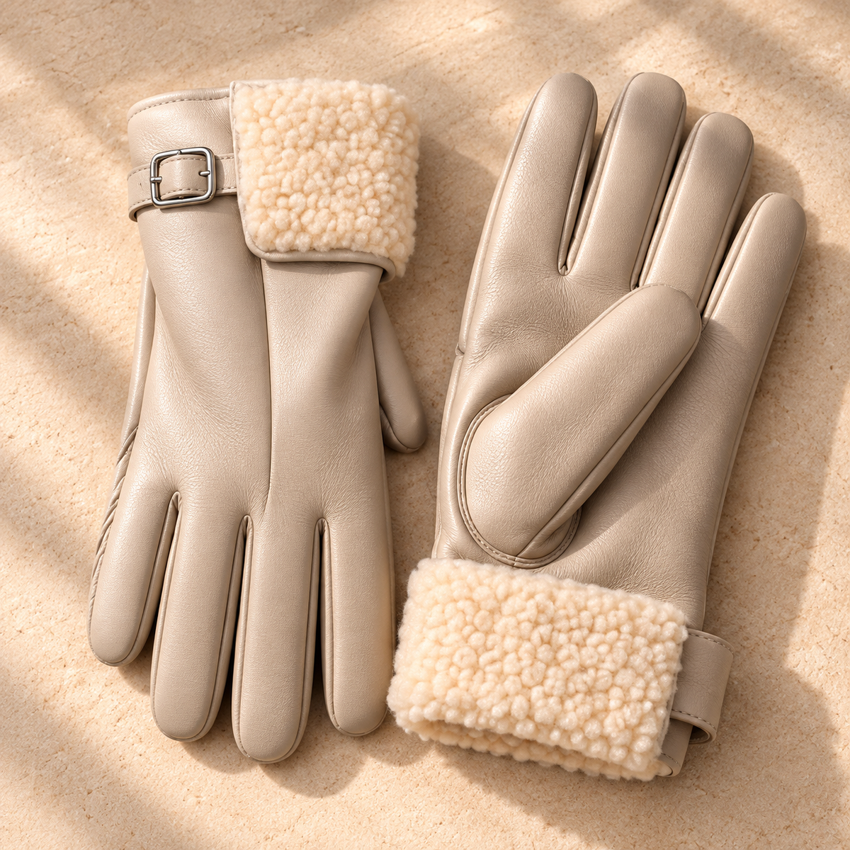 Gants en simili cuir avec doublure en shearling Bianca