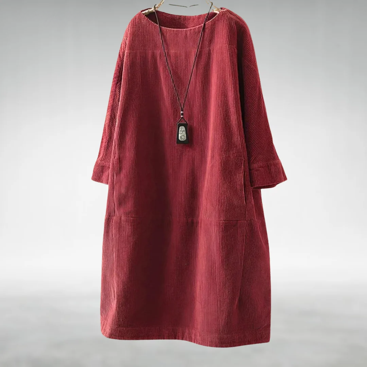 Amy | Robe Midi en Velours Côtelé Détendue