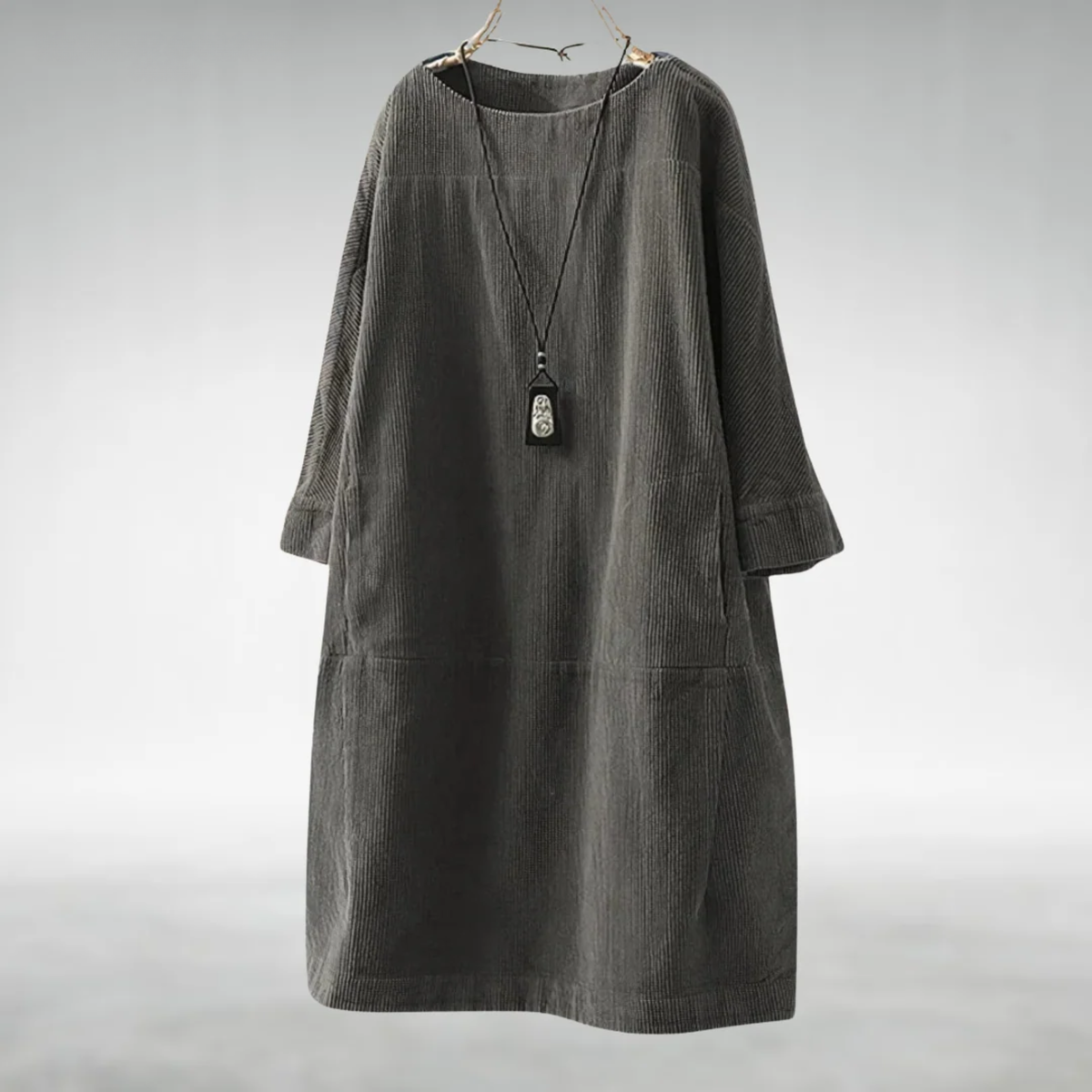 Amy | Robe Midi en Velours Côtelé Détendue