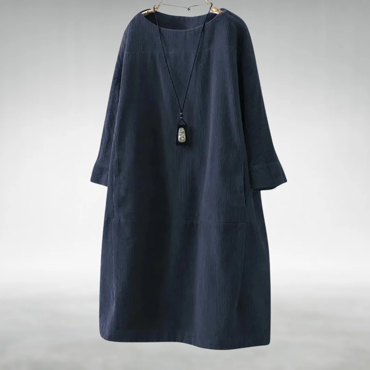 Amy | Robe Midi en Velours Côtelé Détendue