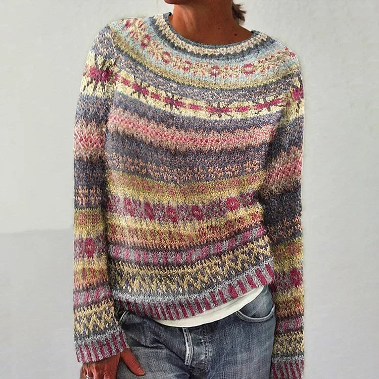 Loretta - Pull en tricot scandinave rétro
