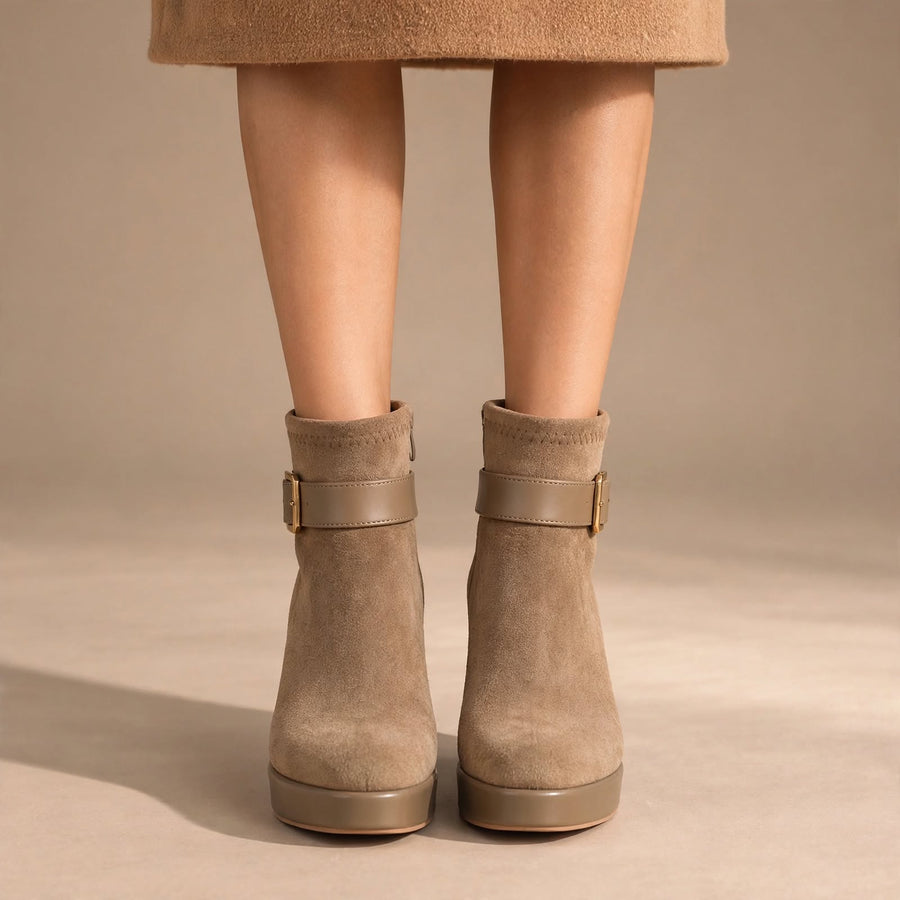 Bottes à talons compensés Estelle en daim