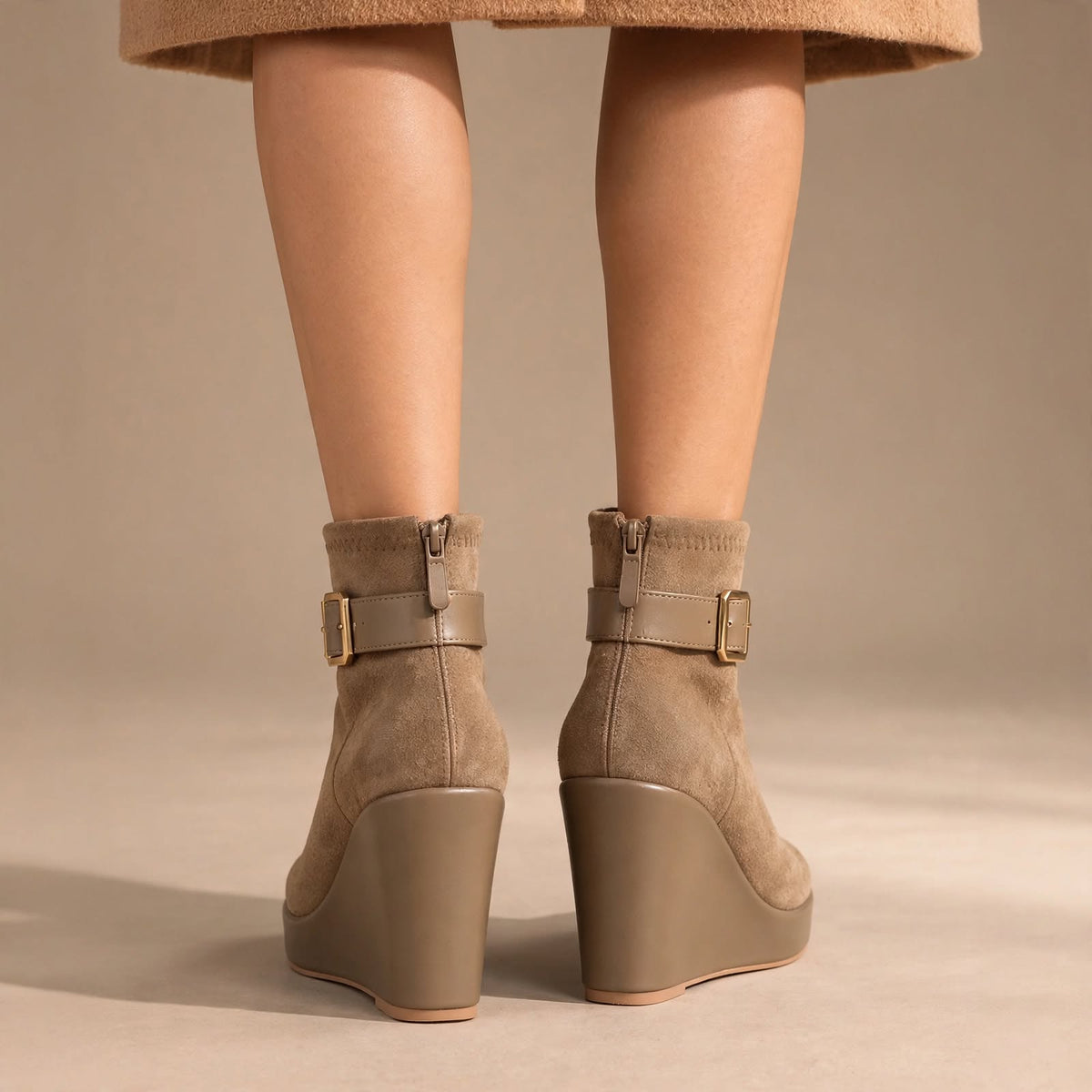 Bottes à talons compensés Estelle en daim