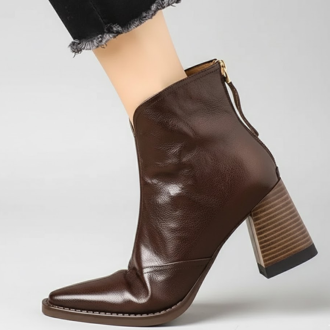 Marzena | Bottines en cuir à talon moyen