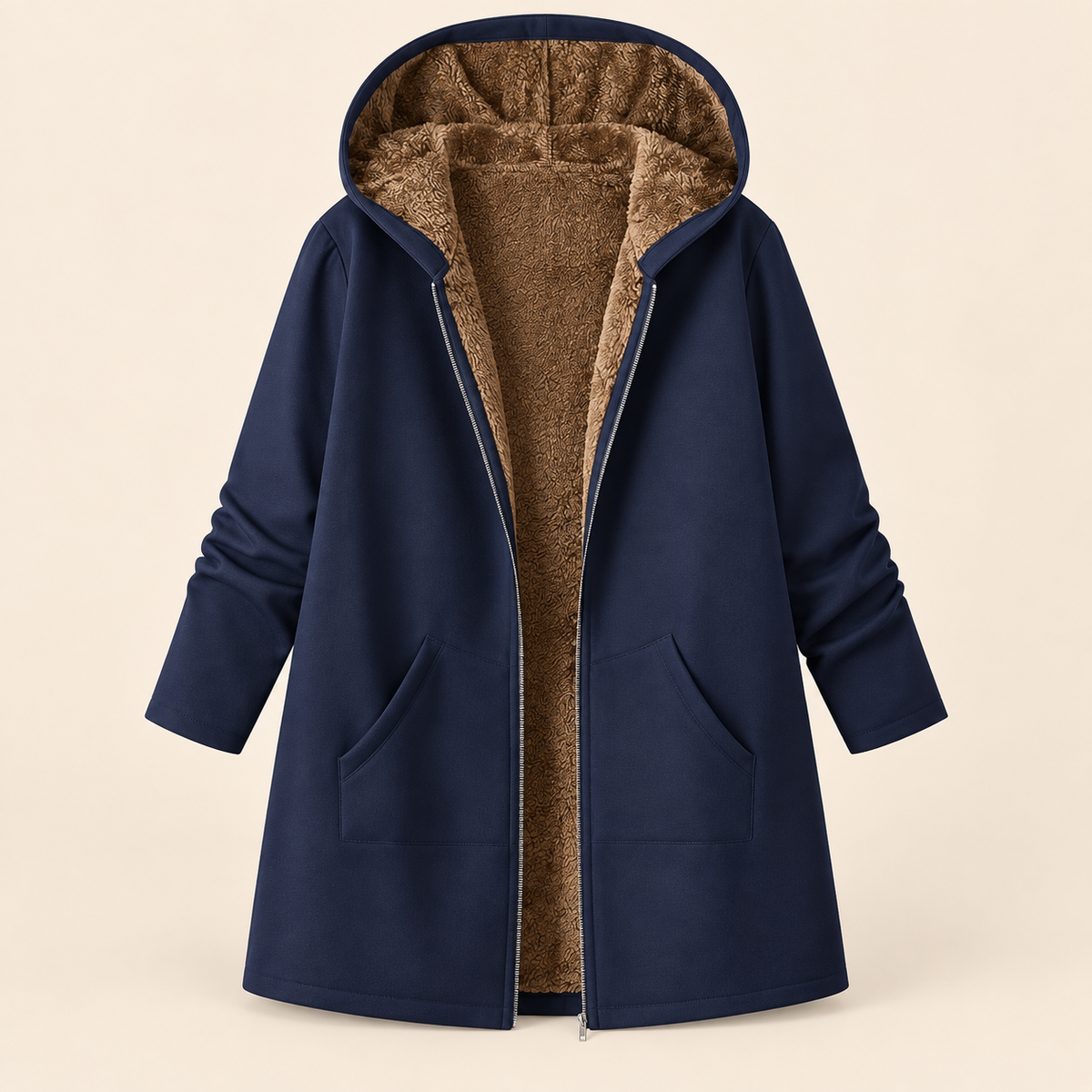 Evelyn | Cozy Sherpa-Lined Hooded Coat