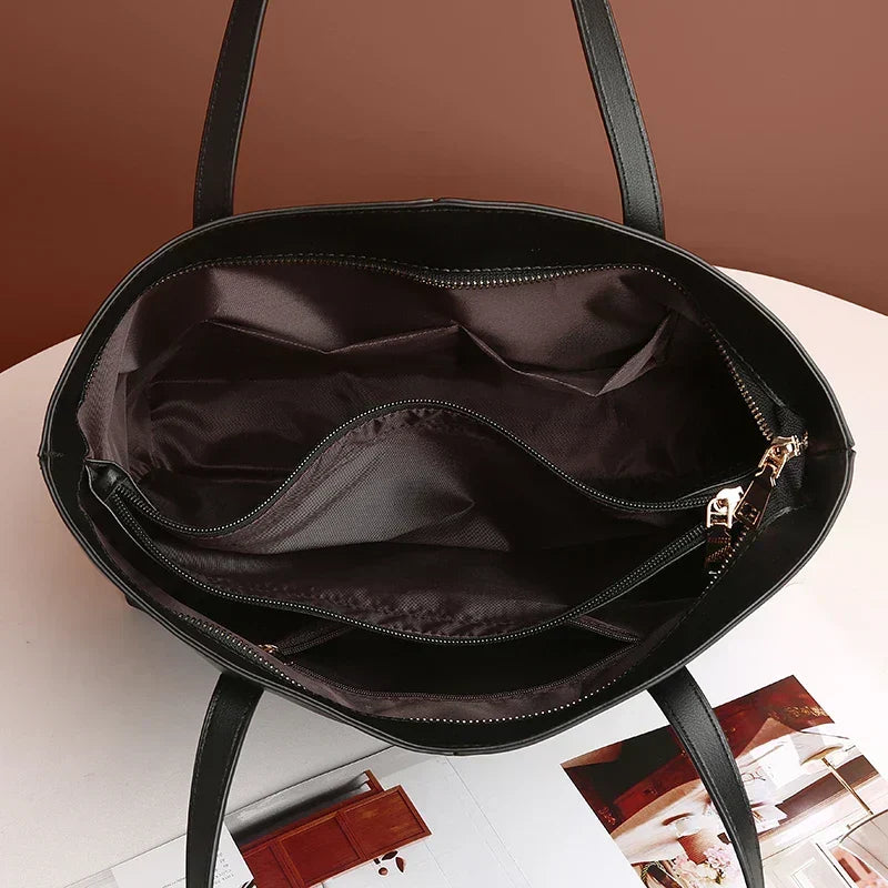 Grand Sac Fourre-Tout en Cuir avec Double Anses
