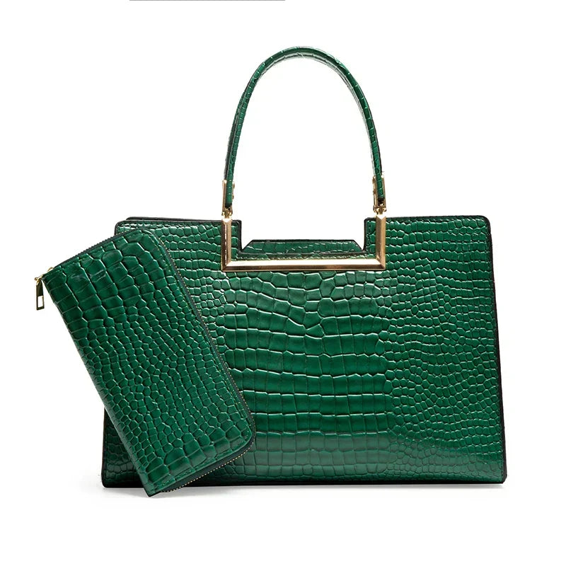 Set bag and wallet in leather