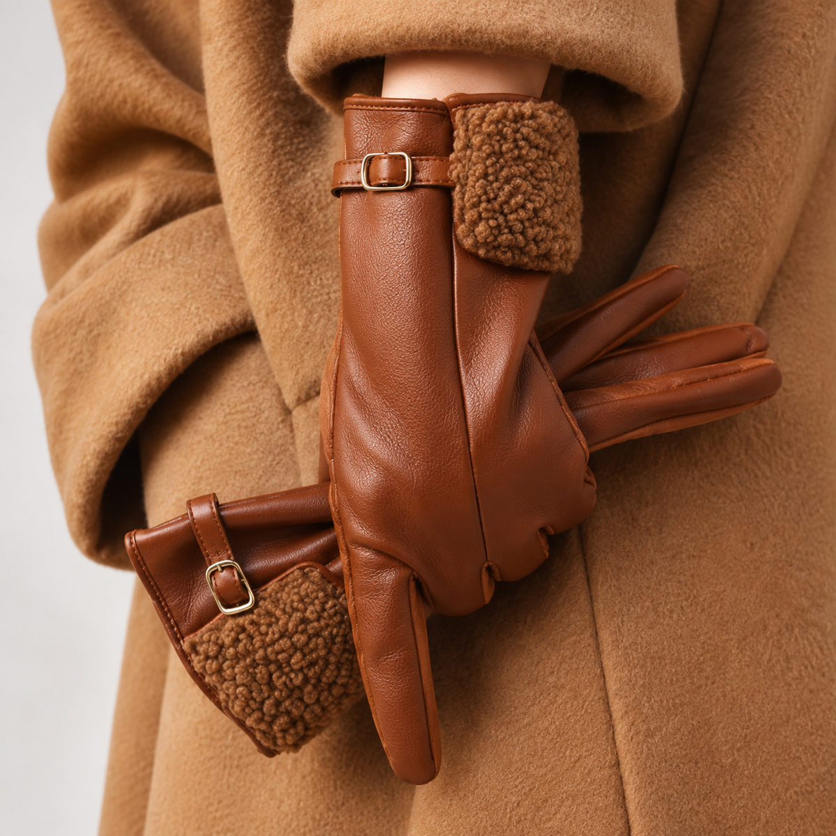 Gants en simili cuir avec doublure en shearling Bianca