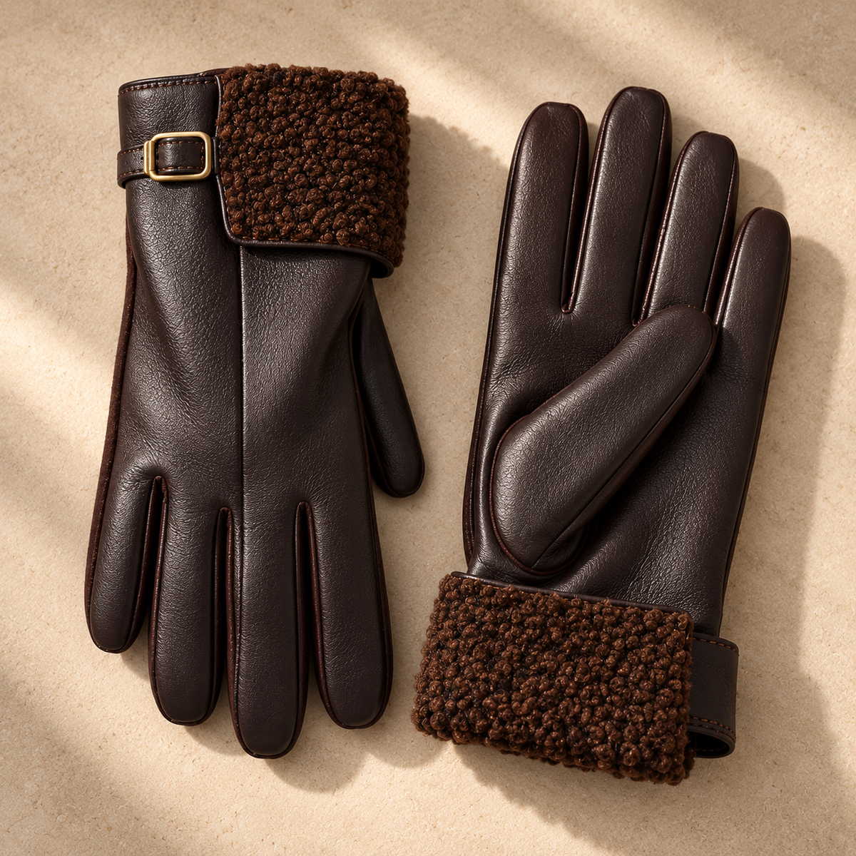 Gants en simili cuir avec doublure en shearling Bianca