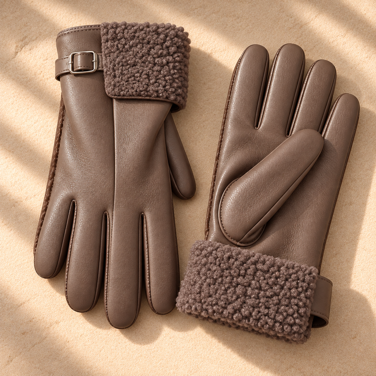 Gants en simili cuir avec doublure en shearling Bianca