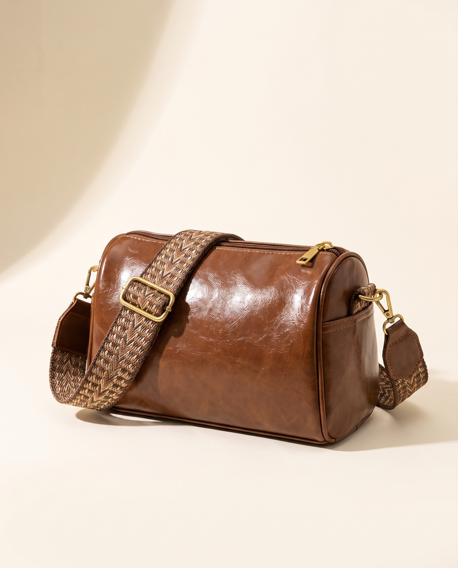 Boston Handbag in Chic Vintage PU Leather | Trendy Crossbody Bag