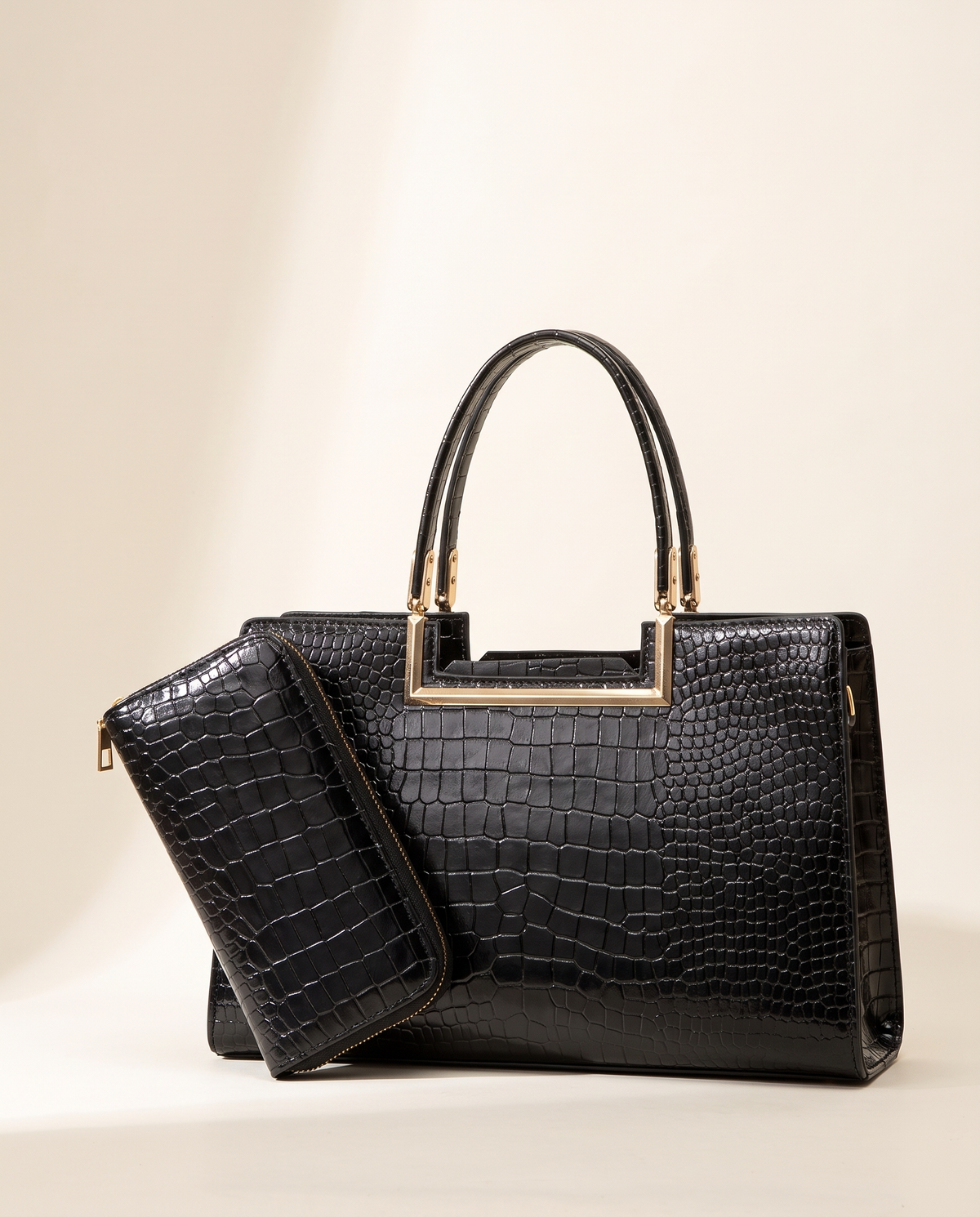 Set bag and wallet in leather