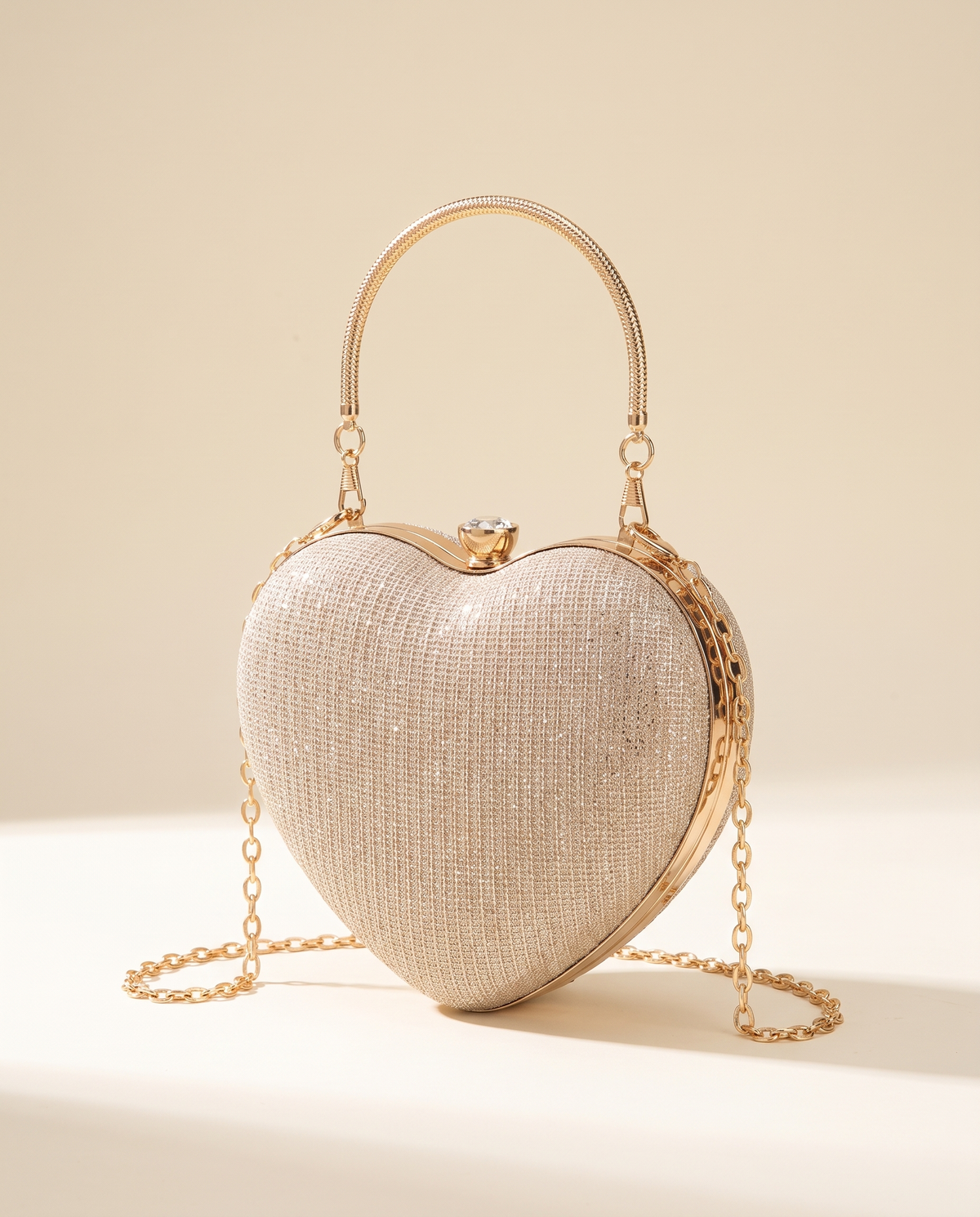 Shiny Metal Heart-Shaped Bag