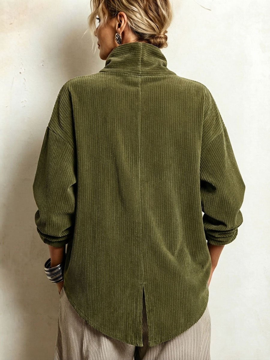 Sandra | Olive Green Ribbed Knit Cardigan