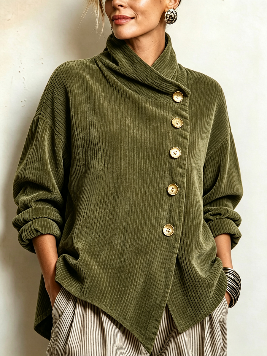 Sandra | Olive Green Ribbed Knit Cardigan