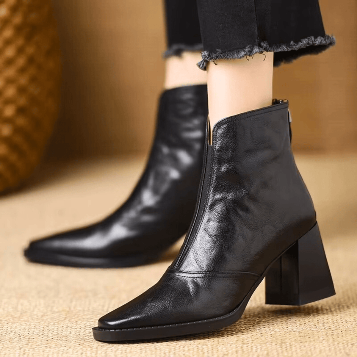 Marzena | Bottines en cuir à talon moyen