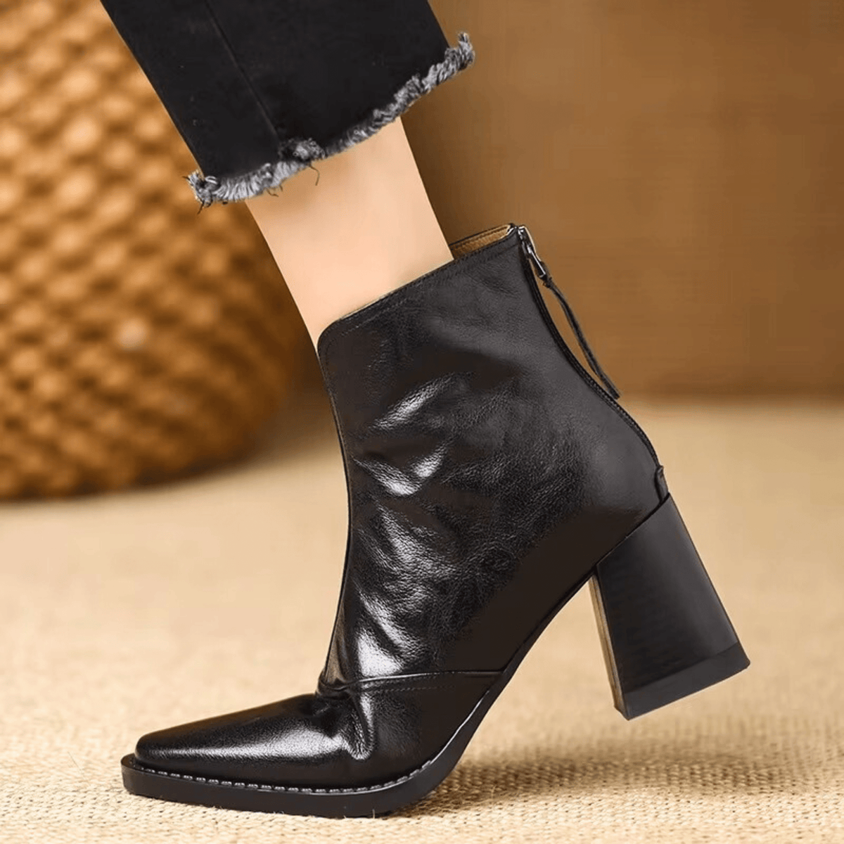 Marzena | Bottines en cuir à talon moyen