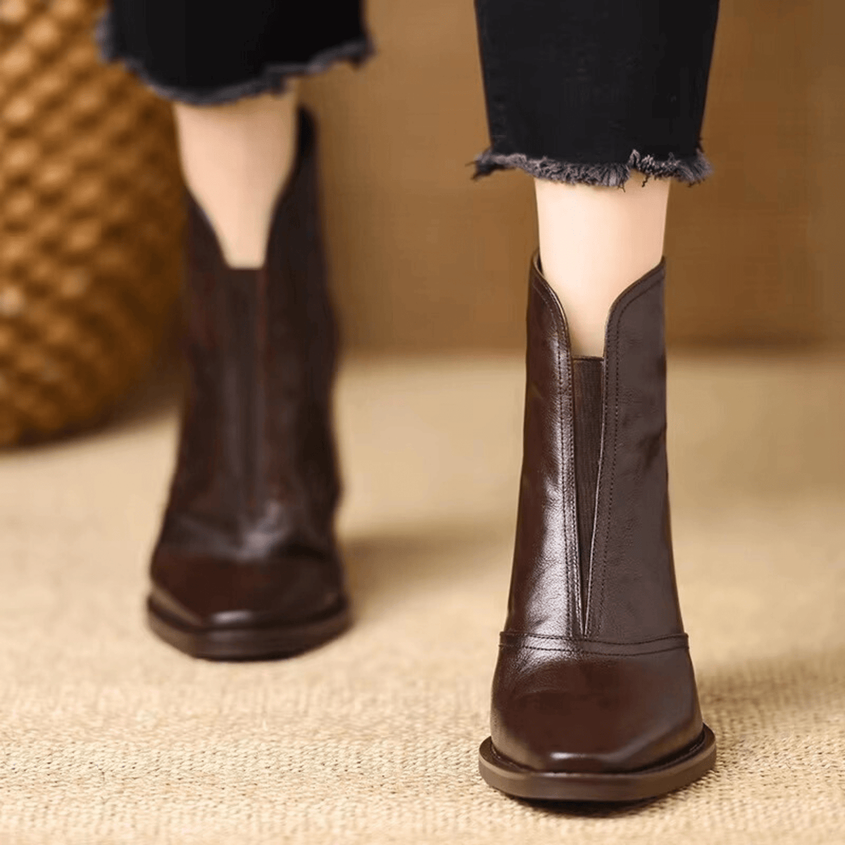 Marzena | Bottines en cuir à talon moyen