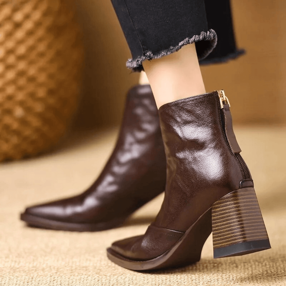 Marzena | Bottines en cuir à talon moyen