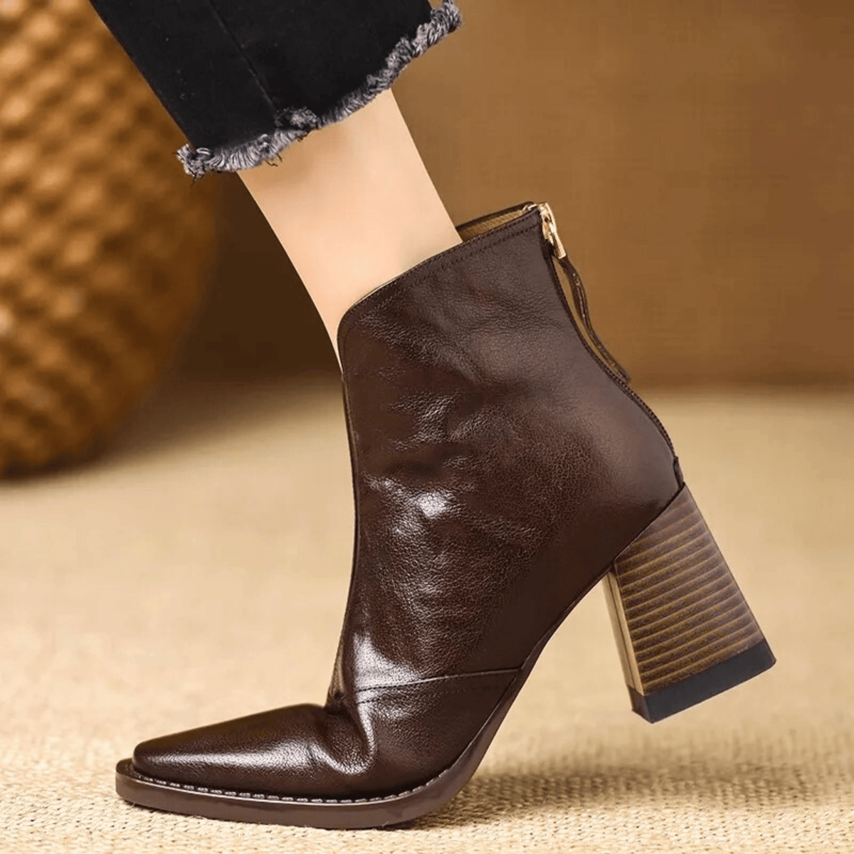 Marzena | Bottines en cuir à talon moyen